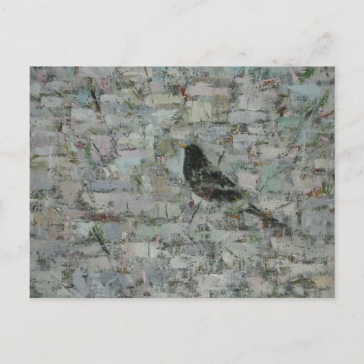 Amsel im Baum Postkarte (Vorderseite)