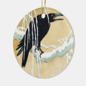 Amsel im Schnee, Ikeda Koson Keramikornament (Links)