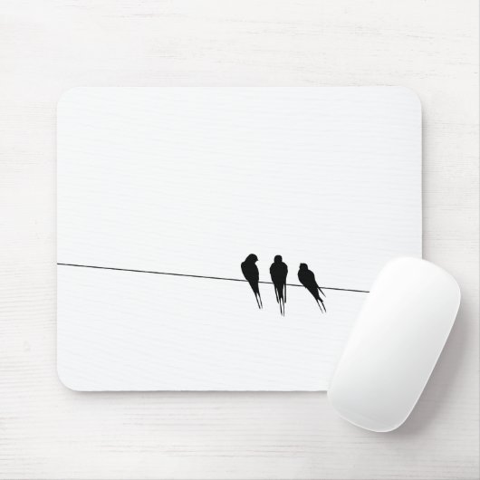 Amsel-Silhouette auf Draht Mousepad (Mit Mouse)