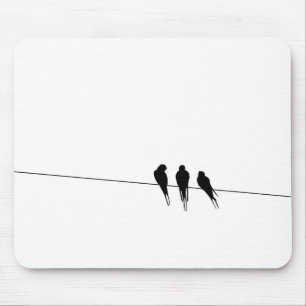 Amsel-Silhouette auf Draht Mousepad