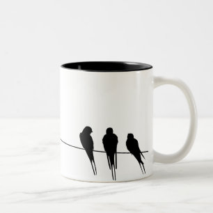 Amsel-Silhouette auf Draht Zweifarbige Tasse