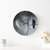 Amsel und der sichelförmige Mond Große Wanduhr (Zuhause)