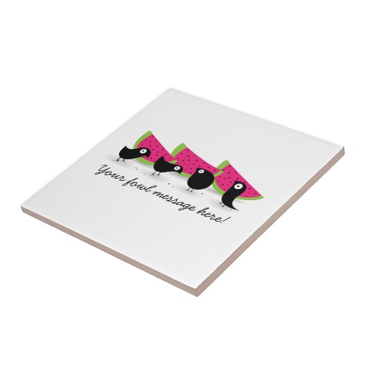 Amsel-Wassermelone-Picknick Fliese (Seite)