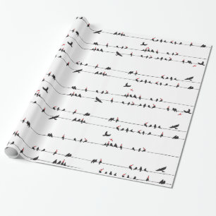 Amseln auf den Drähten Geschenkpapier