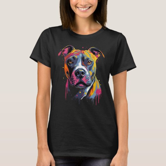 Amstaff American Staffordshire Terrier Colorful Pu T-Shirt (Vorderseite)