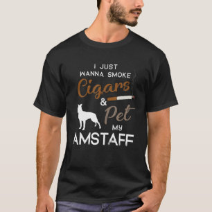 Amstaff Dog Cigar Lover Eigentümer Weihnachtsfeier T-Shirt