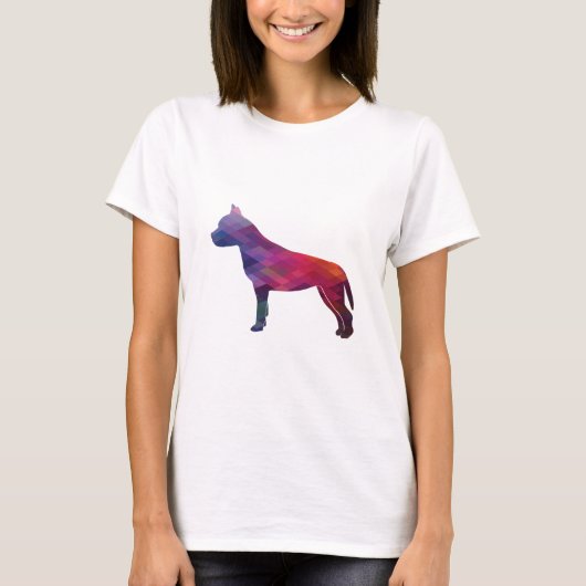 Amstaff Dog Geometric Muster Silhouette Lila T-Shirt (Vorderseite)