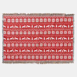 AmStaff Dog Silhouetten Weihnachtsfeiertag Rot Decke