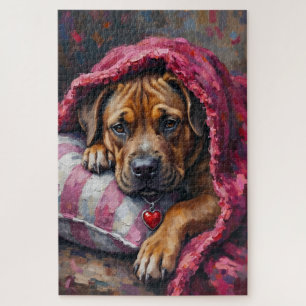 AmStaff Hund Kuschel-Valentinstag Puzzle