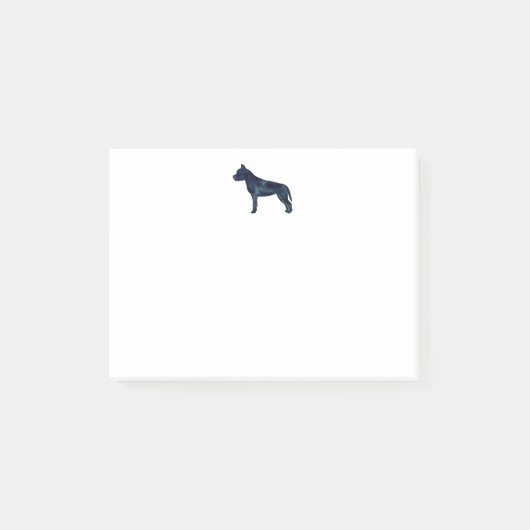 Amstaff Hund Silhouette Schwarzes Wasser Post-it Klebezettel (Vorderseite)