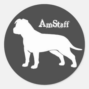 AmStaff mit Schlappohren Runder Aufkleber