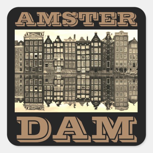 Amster Dam Poster Quadratischer Aufkleber (Vorderseite)