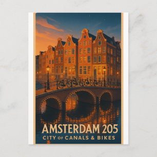 Amsterdam 2025 – Stadt der Kanäle & Fahrräder Postkarte