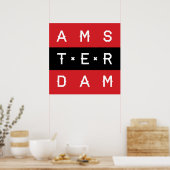 Amsterdam 3 Line Typographic Poster (Küche)