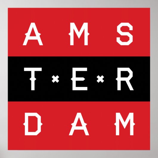 Amsterdam 3 Line Typographic Poster (Vorne)