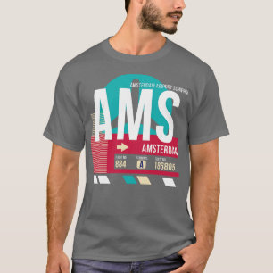 Amsterdam AMS Airport Code Gepäck Tag 3 T-Shirt