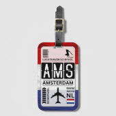 Amsterdam AMS Gepäcktag Gepäckanhänger (Vorderseite Vertikal)