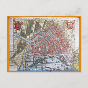 Amsterdam Antike Landkarte Postkarte