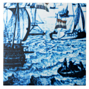 Amsterdam Antike Schiffe Delftware Vintage-Look C3 Fliese