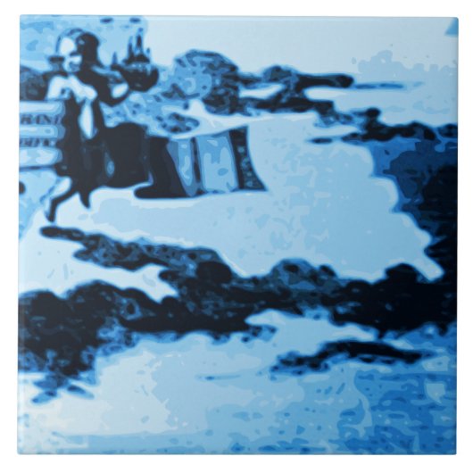Amsterdam-Antike versendet Delftware Vintagen Fliese (Vorderseite)
