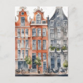 Amsterdam Aquarellmalerei Feiertagspostkarte (Vorderseite)