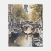Amsterdam Aquarellmalerei Fleecedecke (Vorderseite)