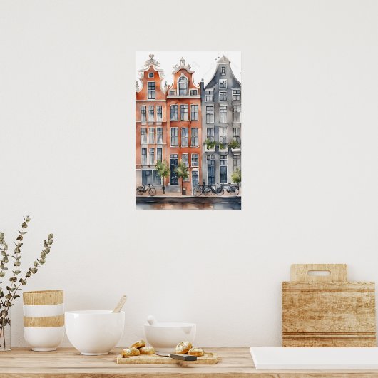Amsterdam Aquarellmalerei Poster (Küche)