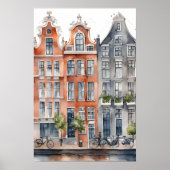 Amsterdam Aquarellmalerei Poster (Vorne)