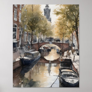 Amsterdam Aquarellmalerei Poster