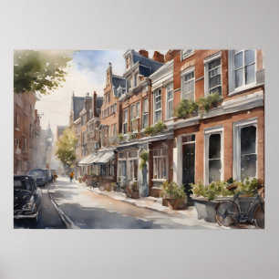 Amsterdam Aquarellmalerei Poster