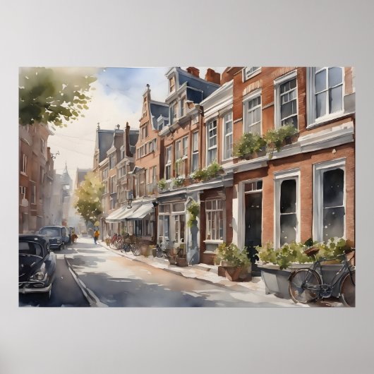 Amsterdam Aquarellmalerei Poster (Vorne)