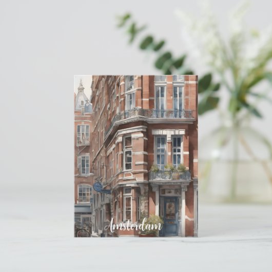 Amsterdam Aquarellmalerei Postkarte (Stehend Vorderseite)