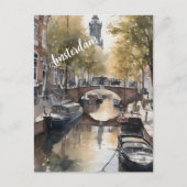 Amsterdam Aquarellmalerei Postkarte (Vorderseite)