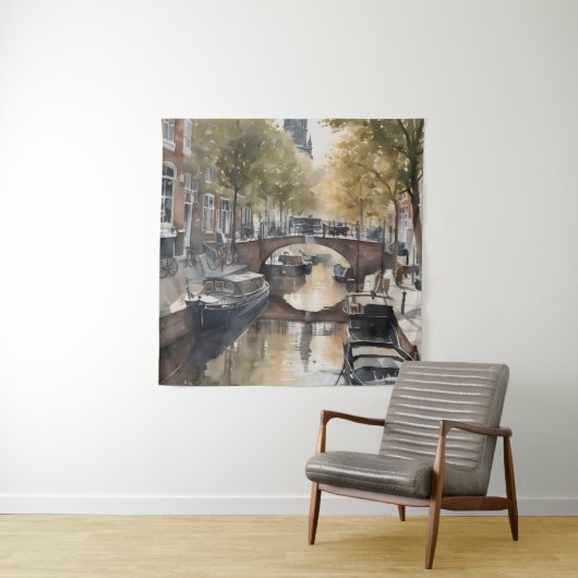 Amsterdam Aquarellmalerei Wandteppich (Beispiel)