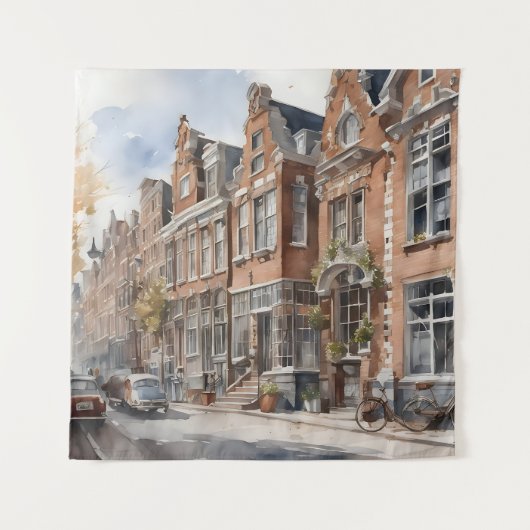 Amsterdam Aquarellmalerei Wandteppich (Vorderseite)