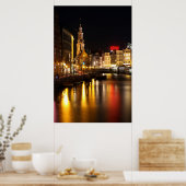 Amsterdam at night in Amsterdam Netherlands Poster (Küche)