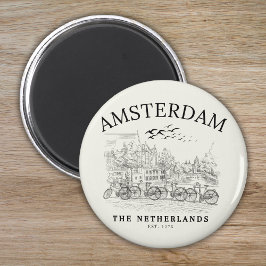 Amsterdam Beautiful Vintage Scene Magnet
