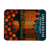 Amsterdam bei Night Bicycles, Canal Houses Blume Magnet (Horizontal)
