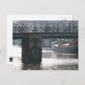 Amsterdam Bicycle Bridge Canal Foto Postkarte (Vorne/Hinten)