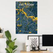 Amsterdam Blue Map Poster, Amsterdam City Blue Map Poster (Heimbüro)