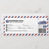 Amsterdam Boarding Pass Reisen Flugzeug Ticket Einladung (Vorderseite)