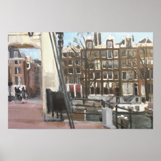Amsterdam Bridge und Canal Houses Feine Kunst Poster (Vorne)