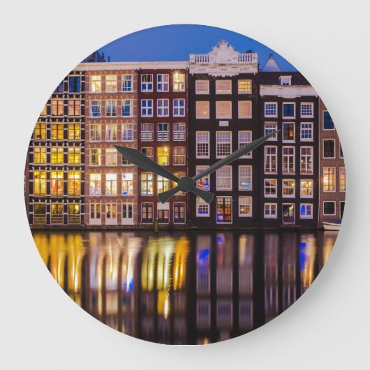 Amsterdam Building Round Wall Clock Große Wanduhr (Vorderseite)