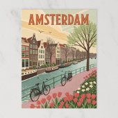 Amsterdam by Canal in Retro Style Postkarte