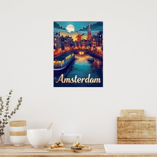 Amsterdam by Night Poster (Küche)