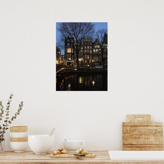 Amsterdam Canal Abend Night Glow Foto Poster (Küche)