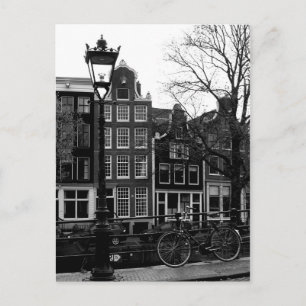 Amsterdam Canal Bike Black and White Postkarte