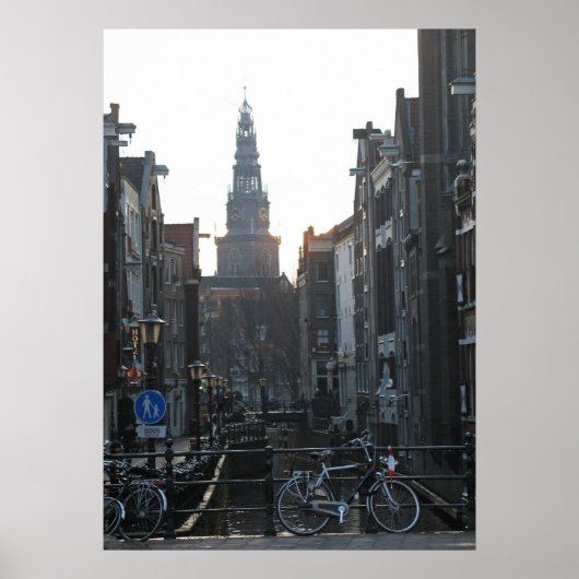 Amsterdam Canal Bike Church Holland Foto Poster (Vorne)