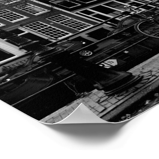 Amsterdam Canal Black and White Foto Poster (Ecke)