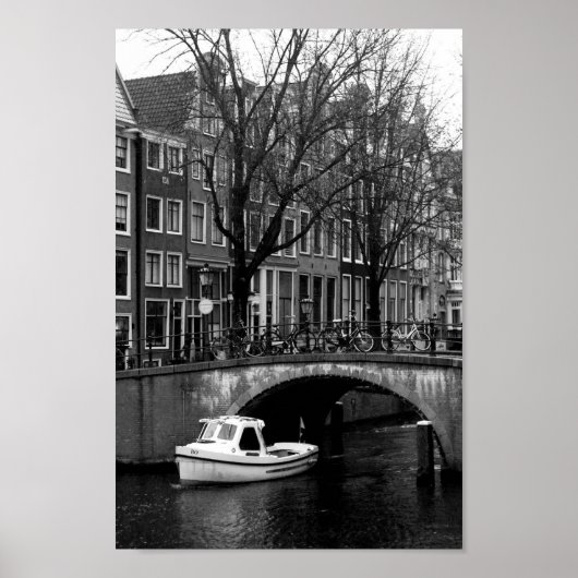 Amsterdam Canal Black and White Foto Poster (Vorne)